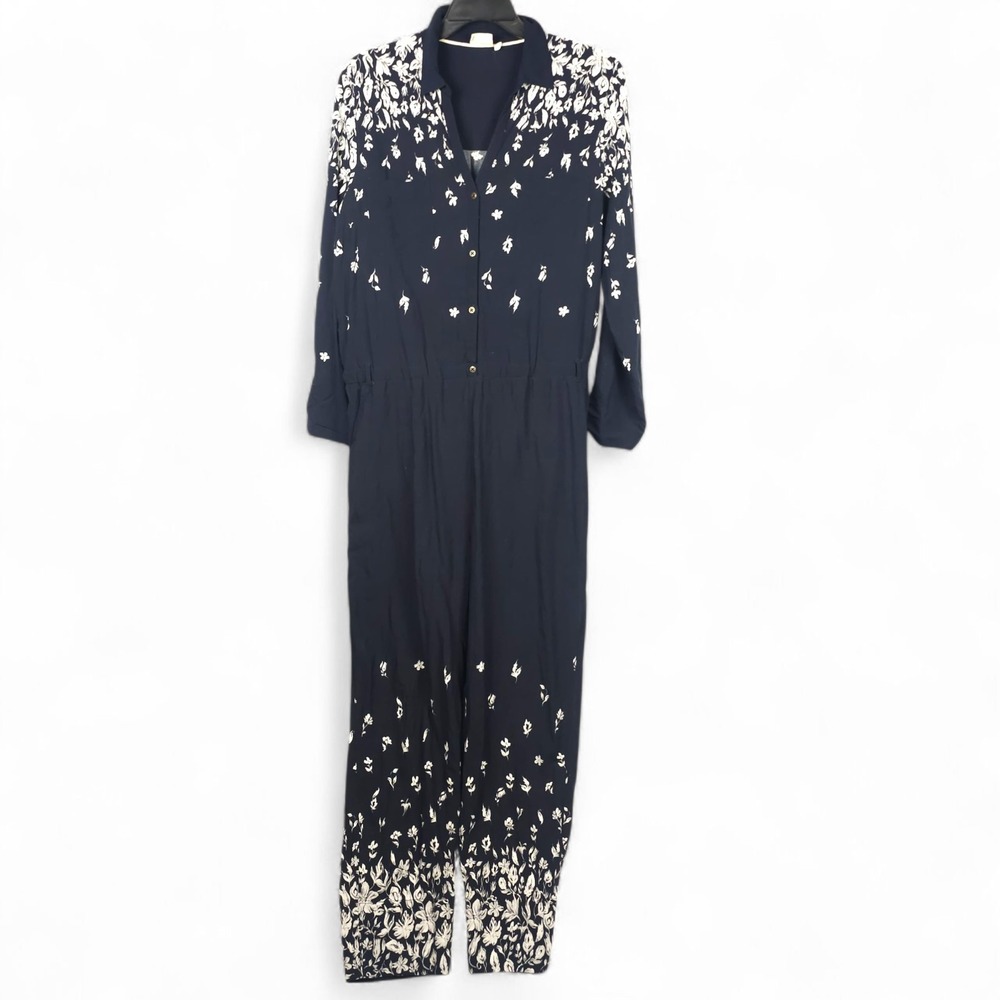 Anthropologie Lilka Women's L Floral Printed Jumpsuit Long Sleeve